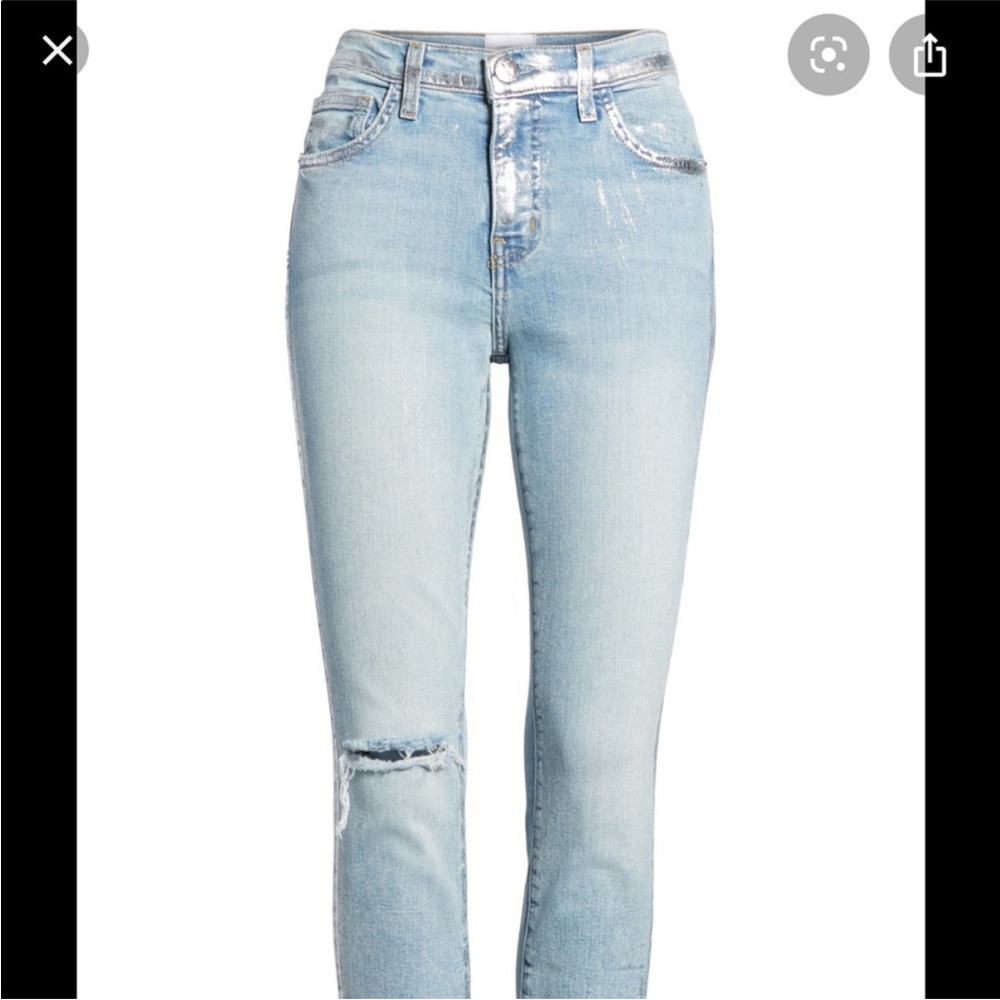 Light Blue Silver Foiled Women Jeans